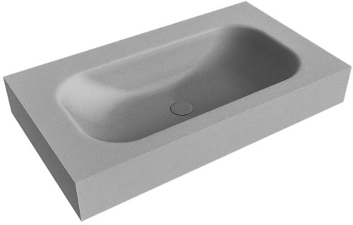 BIG SMALL Plata Lavabo suspendido de solid surface 80cm. Posición del fregadero Centro borde de 12cm de alto.