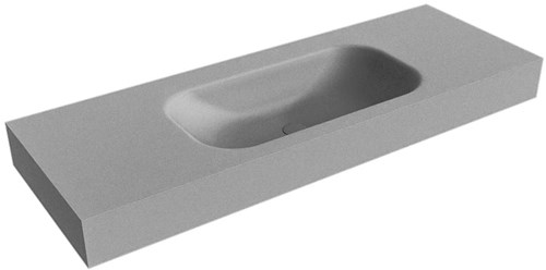 BIG SMALL Plata Lavabo suspendido de solid surface 131cm. Posición del fregadero Centro borde de 12cm de alto.