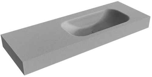 BIG SMALL Plata Lavabo suspendido de solid surface 130cm. Posición del fregadero Derecho borde de 12cm de alto.