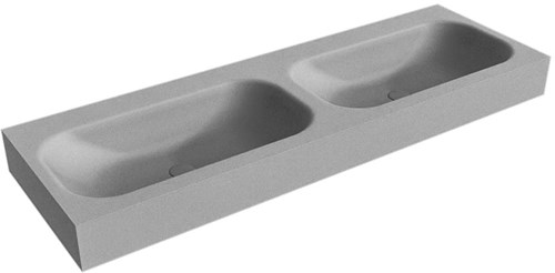 BIG SMALL Plata Lavabo suspendido de solid surface 140cm. Posición del fregadero Doble borde de 12cm de alto.