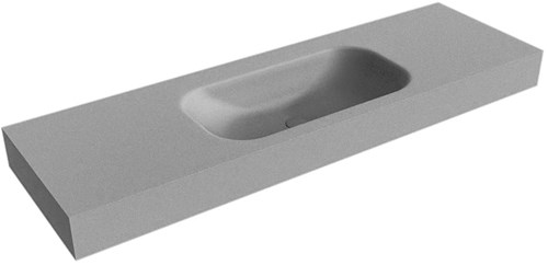 BIG SMALL Plata Lavabo suspendido de solid surface 151cm. Posición del fregadero Centro borde de 12cm de alto.