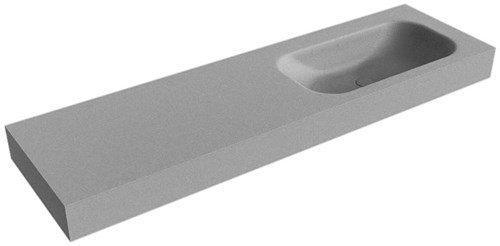 BIG SMALL Plata Lavabo suspendido de solid surface 160cm. Posición del fregadero Derecho borde de 12cm de alto.
