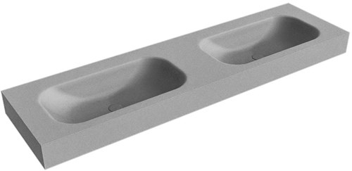 BIG SMALL Plata Lavabo suspendido de solid surface 170cm. Posición del fregadero Doble borde de 12cm de alto.