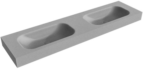 BIG SMALL Plata Lavabo suspendido de solid surface 181cm. Posición del fregadero Doble borde de 12cm de alto.