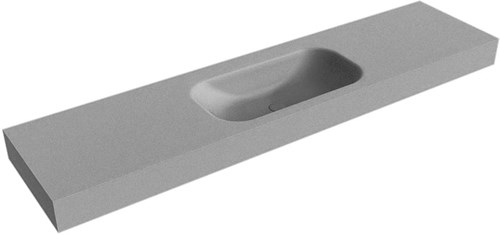 BIG Small Plata freihängend Waschtisch aus solid surface (mineralwerkstoff) 190cm. Waschbeckenposition Mittig rand 12cm hoch.