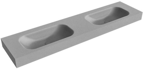 BIG Small Plata freihängend Waschtisch aus solid surface (mineralwerkstoff) 190cm. Waschbeckenposition Doppelt rand 12cm hoch.