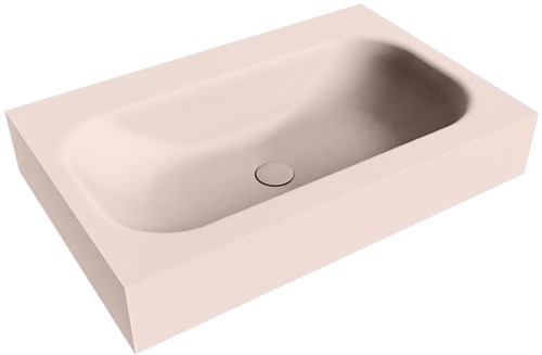 BIG SMALL Rosee Lavabo suspendido de solid surface 71cm. Posición del fregadero Centro borde de 12cm de alto.