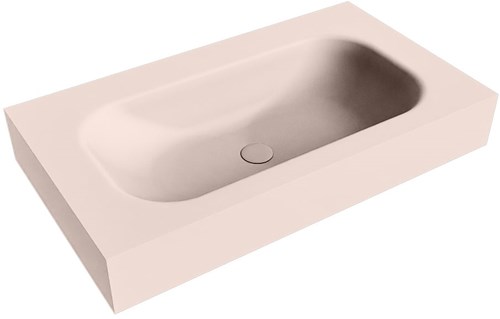 BIG SMALL Rosee Lavabo suspendido de solid surface 80cm. Posición del fregadero Centro borde de 12cm de alto.