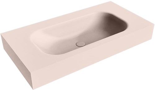 BIG SMALL Rosee Lavabo suspendido de solid surface 91cm. Posición del fregadero Centro borde de 12cm de alto.