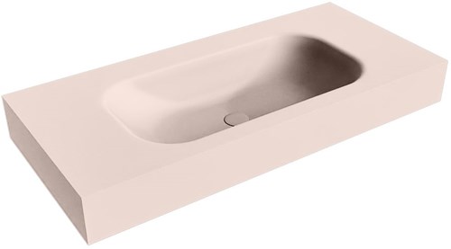 BIG SMALL Rosee Lavabo suspendido de solid surface 101cm. Posición del fregadero Centro borde de 12cm de alto.
