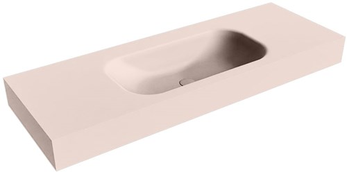 BIG SMALL Rosee Lavabo suspendido de solid surface 131cm. Posición del fregadero Centro borde de 12cm de alto.