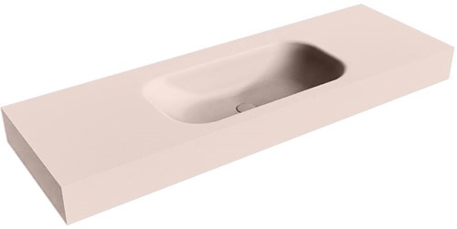BIG SMALL Rosee Lavabo suspendido de solid surface 141cm. Posición del fregadero Centro borde de 12cm de alto.