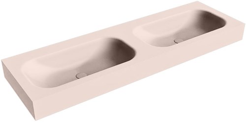 BIG SMALL Rosee Lavabo suspendido de solid surface 150cm. Posición del fregadero Doble borde de 12cm de alto.