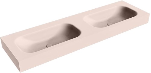 BIG SMALL Rosee Lavabo suspendido de solid surface 160cm. Posición del fregadero Doble borde de 12cm de alto.