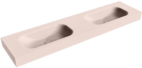BIG SMALL Rosee Lavabo suspendido de solid surface 191cm. Posición del fregadero Doble borde de 12cm de alto.