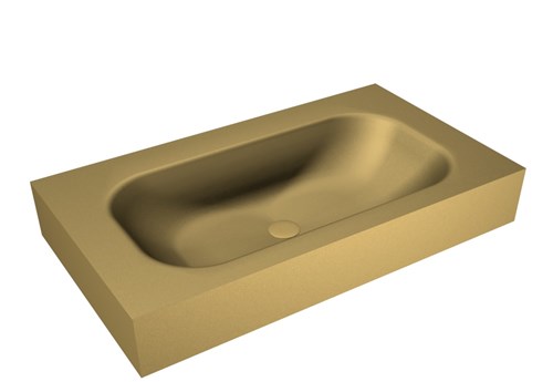 BIG SMALL Oro Lavabo suspendido de solid surface 81cm. Posición del fregadero Centro borde de 12cm de alto.
