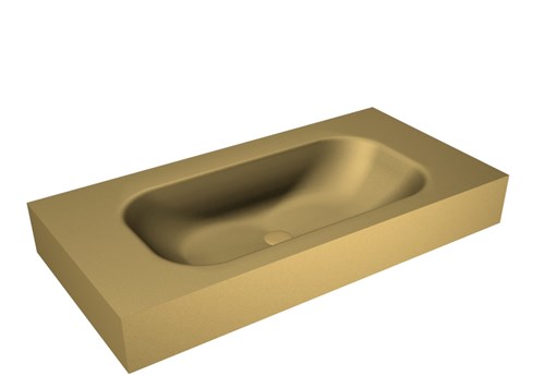 BIG SMALL Oro Lavabo suspendido de solid surface 90cm. Posición del fregadero Centro borde de 12cm de alto.