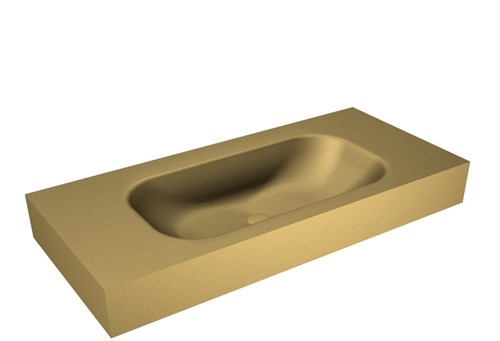 BIG SMALL Oro Lavabo suspendido de solid surface 100cm. Posición del fregadero Centro borde de 12cm de alto.