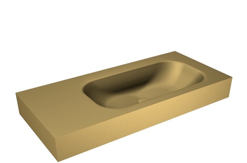 BIG SMALL Oro Lavabo suspendido de solid surface 101cm. Posición del fregadero Derecho borde de 12cm de alto.