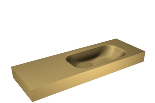 BIG SMALL Oro Lavabo suspendido de solid surface 130cm. Posición del fregadero Derecho borde de 12cm de alto.