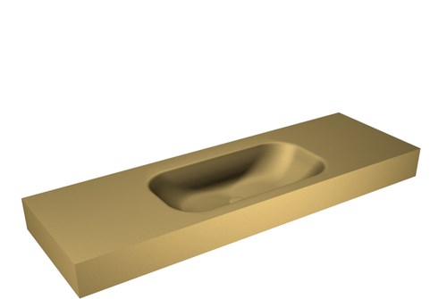 BIG SMALL Oro Lavabo suspendido de solid surface 140cm. Posición del fregadero Centro borde de 12cm de alto.