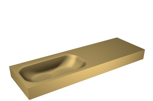 BIG SMALL Oro Lavabo suspendido de solid surface 141cm. Posición del fregadero Izquierda borde de 12cm de alto.