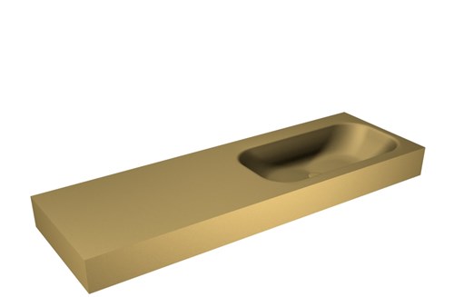 BIG SMALL Oro Lavabo suspendido de solid surface 141cm. Posición del fregadero Derecho borde de 12cm de alto.