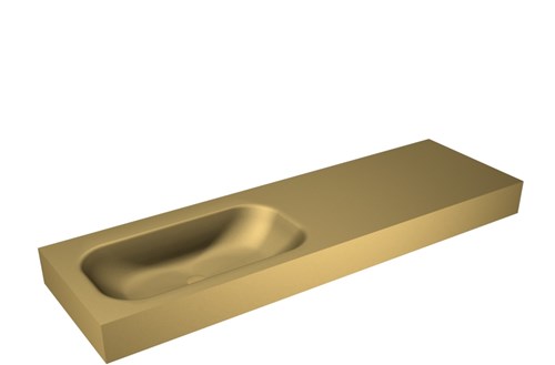 BIG SMALL Oro Lavabo suspendido de solid surface 150cm. Posición del fregadero Izquierda borde de 12cm de alto.