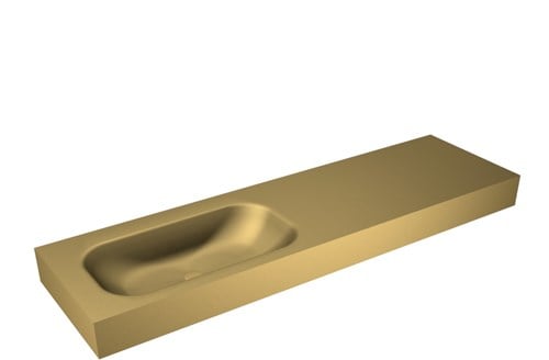 BIG SMALL Oro Lavabo suspendido de solid surface 161cm. Posición del fregadero Izquierda borde de 12cm de alto.