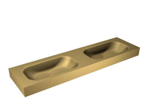 BIG SMALL Oro Lavabo suspendido de solid surface 171cm. Posición del fregadero Doble borde de 12cm de alto.