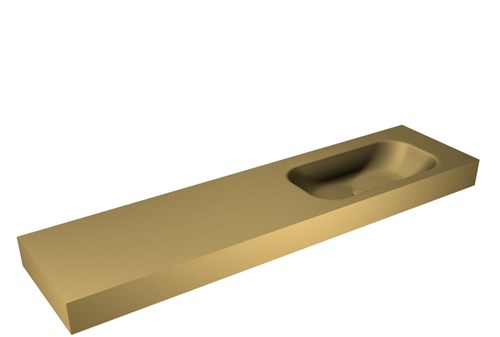BIG SMALL Oro Lavabo suspendido de solid surface 181cm. Posición del fregadero Derecho borde de 12cm de alto.