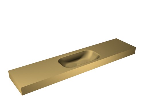 BIG SMALL Oro Lavabo suspendido de solid surface 200cm. Posición del fregadero Centro borde de 12cm de alto.