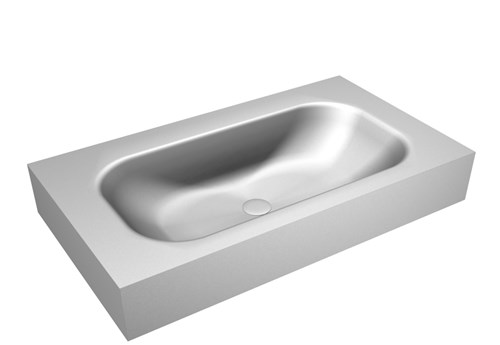 BIG SMALL Plata Lavabo suspendido de solid surface 81cm. Posición del fregadero Centro borde de 12cm de alto.