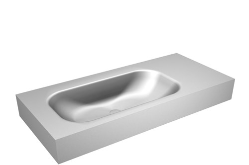 BIG SMALL Plata Lavabo suspendido de solid surface 101cm. Posición del fregadero Izquierda borde de 12cm de alto.