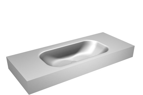 BIG SMALL Plata Lavabo suspendido de solid surface 111cm. Posición del fregadero Centro borde de 12cm de alto.