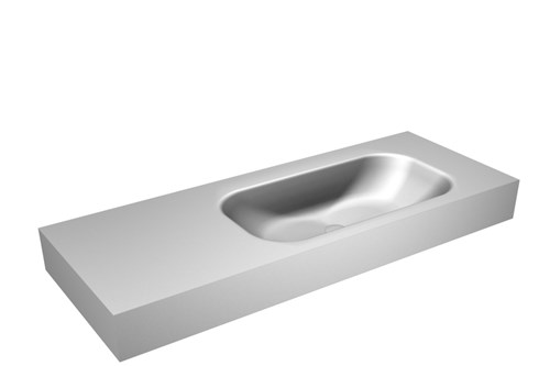 BIG SMALL Plata Lavabo suspendido de solid surface 120cm. Posición del fregadero Derecho borde de 12cm de alto.