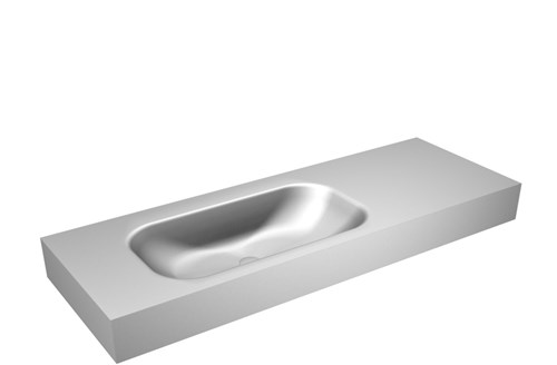 BIG SMALL Plata Lavabo suspendido de solid surface 130cm. Posición del fregadero Izquierda borde de 12cm de alto.