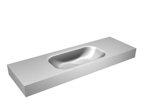 BIG SMALL Plata Lavabo suspendido de solid surface 140cm. Posición del fregadero Centro borde de 12cm de alto.