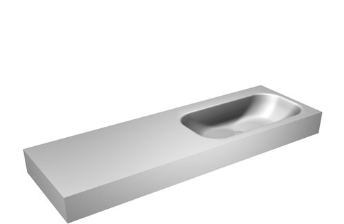 BIG SMALL Plata Lavabo suspendido de solid surface 140cm. Posición del fregadero Derecho borde de 12cm de alto.