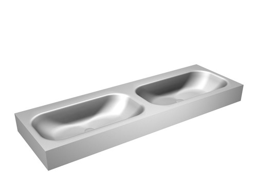 BIG SMALL Plata Lavabo suspendido de solid surface 141cm. Posición del fregadero Doble borde de 12cm de alto.