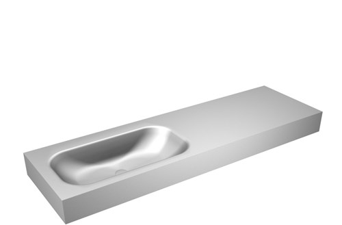 BIG SMALL Plata Lavabo suspendido de solid surface 150cm. Posición del fregadero Izquierda borde de 12cm de alto.