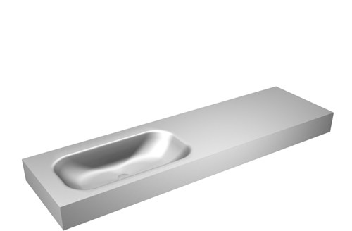 BIG SMALL Plata Lavabo suspendido de solid surface 160cm. Posición del fregadero Izquierda borde de 12cm de alto.