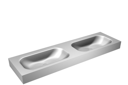 BIG SMALL Plata Lavabo suspendido de solid surface 160cm. Posición del fregadero Doble borde de 12cm de alto.