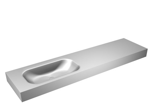BIG SMALL Plata Lavabo suspendido de solid surface 180cm. Posición del fregadero Izquierda borde de 12cm de alto.