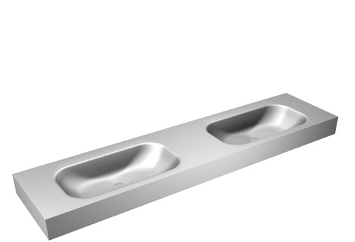 BIG SMALL Plata Lavabo suspendido de solid surface 191cm. Posición del fregadero Doble borde de 12cm de alto.