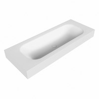 BIG medium Talc Lavabo suspendido de solid surface 121cm. Posición del fregadero Centro borde de 12cm de alto.