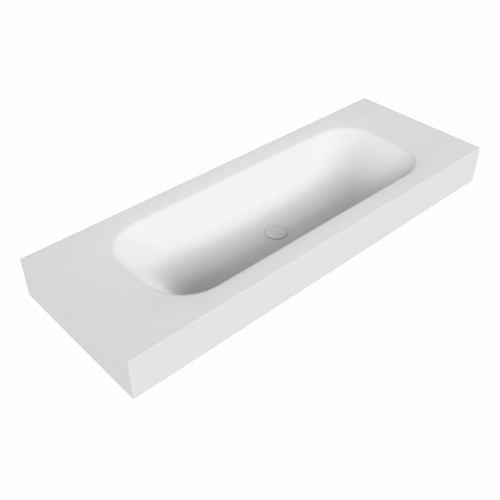 BIG medium Talc Lavabo suspendido de solid surface 131cm. Posición del fregadero Centro borde de 12cm de alto.