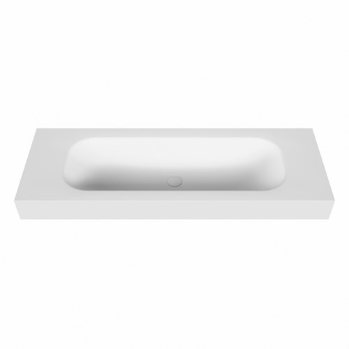 BIG medium Talc freihängend Waschtisch aus solid surface (mineralwerkstoff) 131cm. Waschbeckenposition Mittig rand 12cm hoch.-2