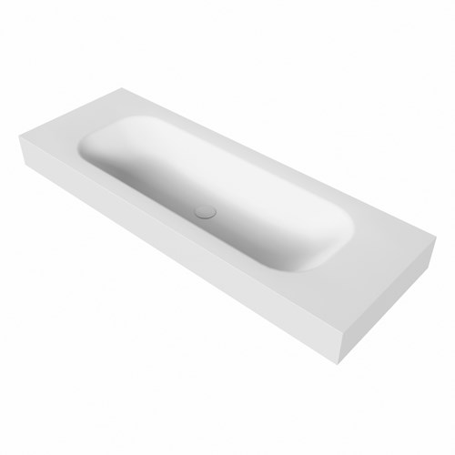 BIG medium Talc Lavabo suspendido de solid surface 131cm. Posición del fregadero Centro borde de 12cm de alto.-3