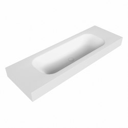 BIG medium Talc vrijhangende solid surface wastafel 140cm. Positie wasbak Midden. Rand 12cm hoog.